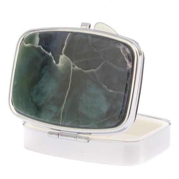 Таблетница на 2 отделения камень офит цвет серебро 125975