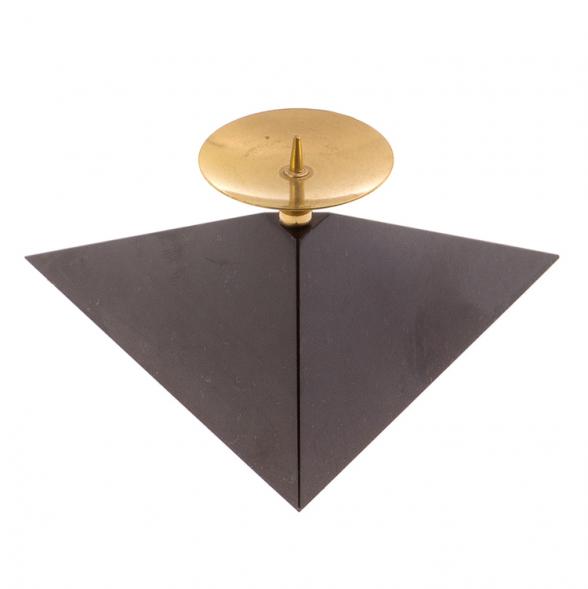 Подсвечник треугольный &amp;quot;Ящерица на горке&amp;quot; прямая из черного змеевика 126333