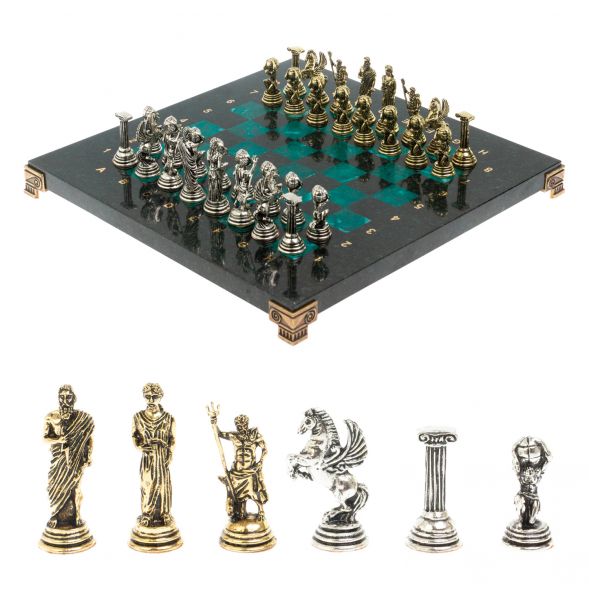 Настольные шахматы &amp;quot;Атлас&amp;quot; из змеевика 28х28 см 127739