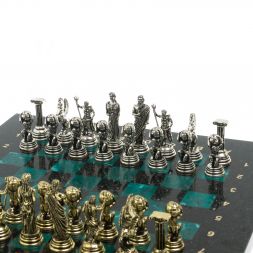 Настольные шахматы "Атлас" из змеевика 28х28 см