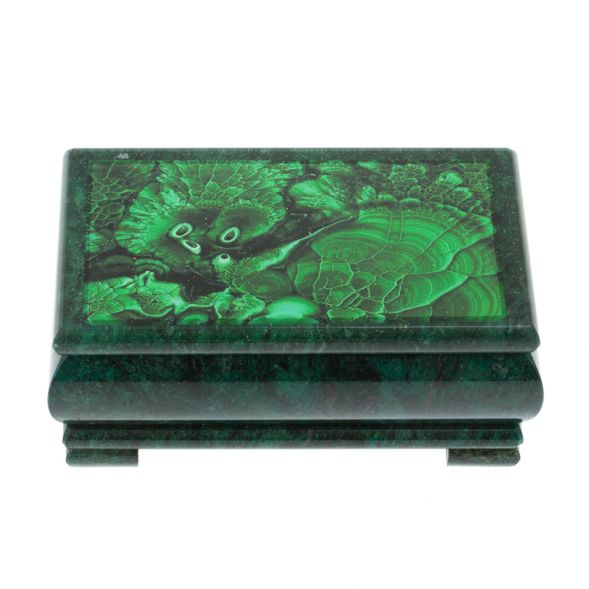 Шкатулка с иллюстрацией под камень малахит 16х8х7,5 см 128284