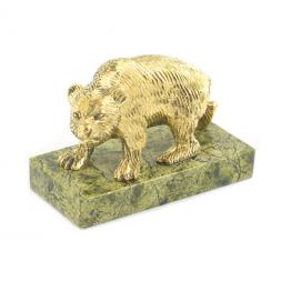 Статуэтка &amp;quot;Медведь худой&amp;quot; бронза змеевик