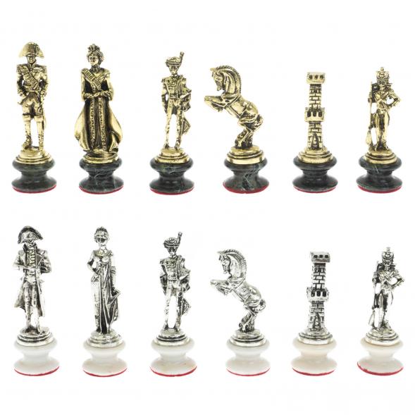 Шахматы &amp;quot;Отечественная война 1812 г.&amp;quot; на подставках доска 40х40 см мрамор змеевик 128517