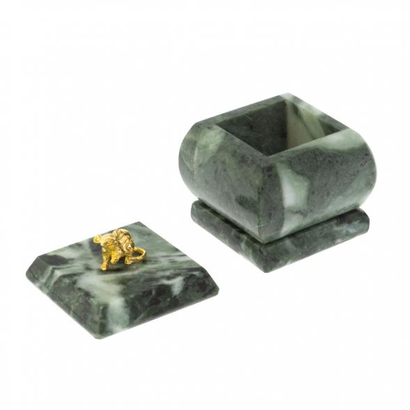 Шкатулка &amp;quot;Мышка&amp;quot; из шабровского змеевика 4,5х4,5х6 см 128811