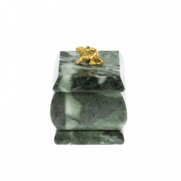 Шкатулка &amp;quot;Мышка&amp;quot; из шабровского змеевика 4,5х4,5х6 см 128811