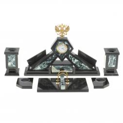 Письменный набор "Герб РФ" камень офиокальцит