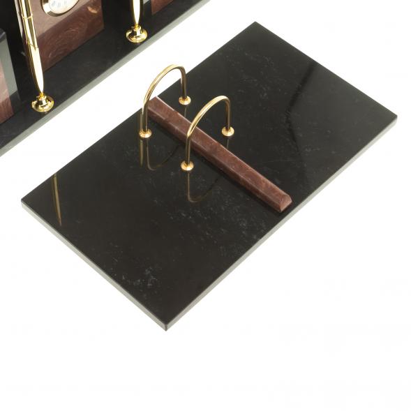 Письменный набор &amp;quot;Канцелярский&amp;quot; с часами камень лемезит 124048