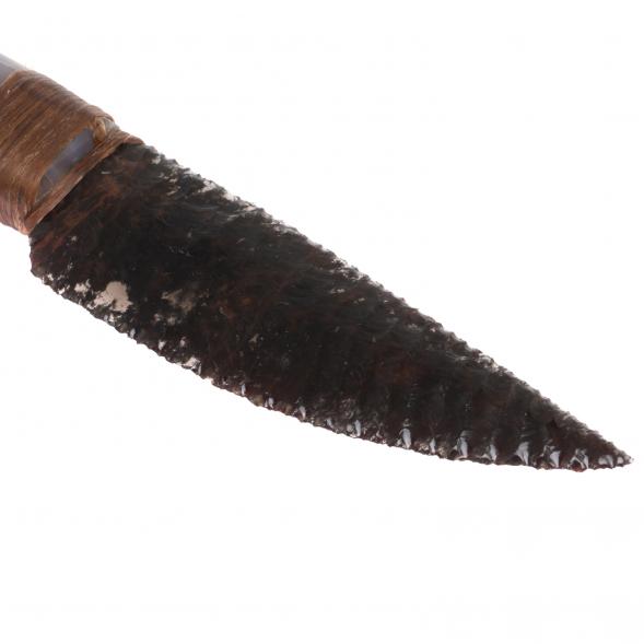 Нож каменный из обсидиана рукоять агат 24х4х2 см 126791