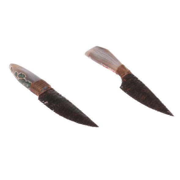 Нож каменный из обсидиана рукоять агат 24х4х2 см 126791