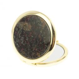 Зеркало круглое из камня эвдиалит цвет золото