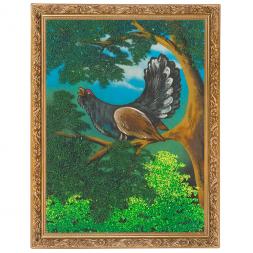 Картина &amp;quot;Глухарь на ветке&amp;quot; багет 36х46 см, каменная крошка