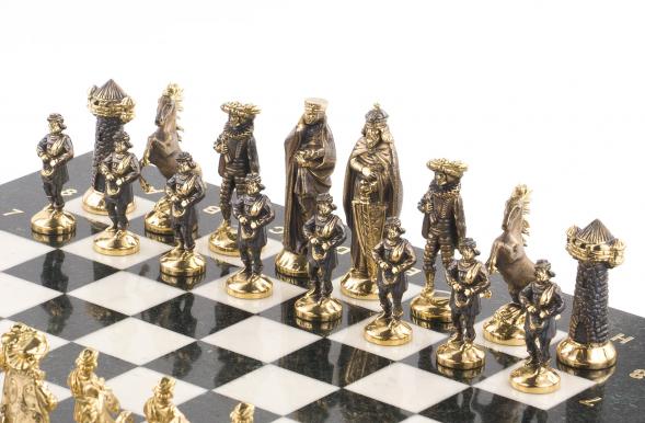 Шахматы настольные &amp;quot;Средневековье&amp;quot; 40х40 см камень мрамор змеевик 119985