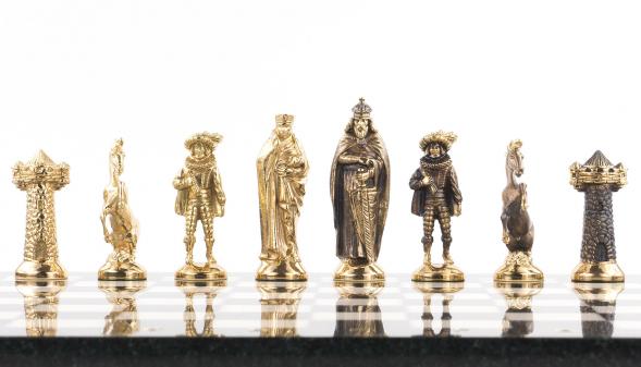 Шахматы настольные &amp;quot;Средневековье&amp;quot; 40х40 см камень мрамор змеевик 119985