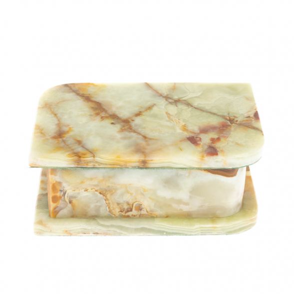 Шкатулка из зелено-коричневого оникса 13х9х5,5 см (3,5х5) 129342