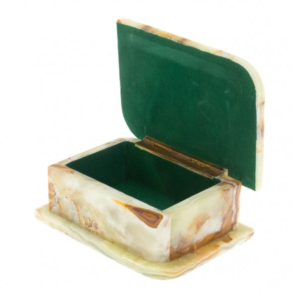 Шкатулка из зелено-коричневого оникса 13х9х5,5 см (3,5х5) 129342