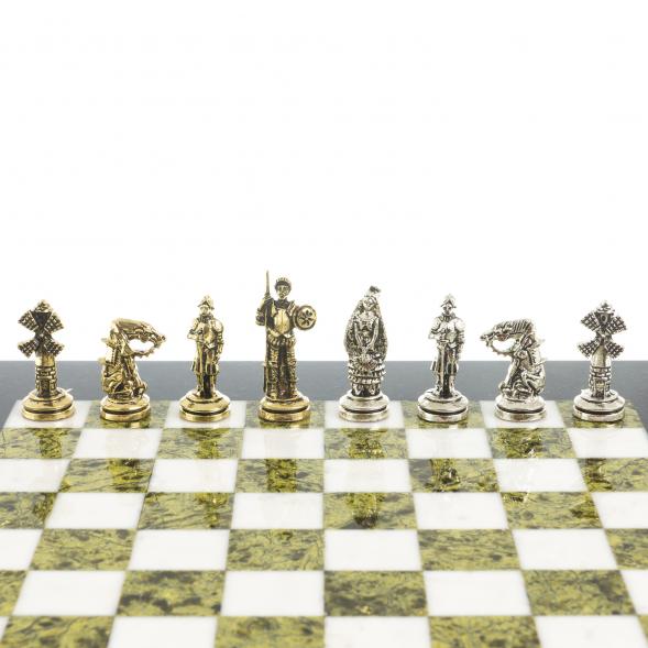 Шахматы &amp;quot;Дон Кихот&amp;quot; доска 28х28 см из камня мрамор змеевик 122684
