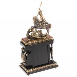 Каминные часы из яшмы и бронзы &amp;quot;Георгий Победоносец&amp;quot;