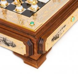 Подарочные шахматы из камня &amp;quot;Баталия&amp;quot; Златоустовская гравюра