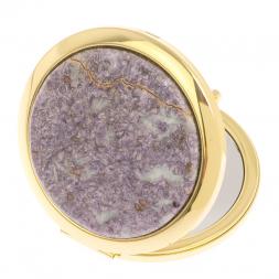 Карманное зеркальце камень лепидолит золото