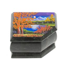 Шкатулка с расписной крышкой "Осень" 11х9х6,5 см