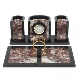 Настольный набор &amp;quot;Канцелярский&amp;quot; из креноида с часами