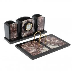 Настольный набор &amp;quot;Канцелярский&amp;quot; из креноида с часами