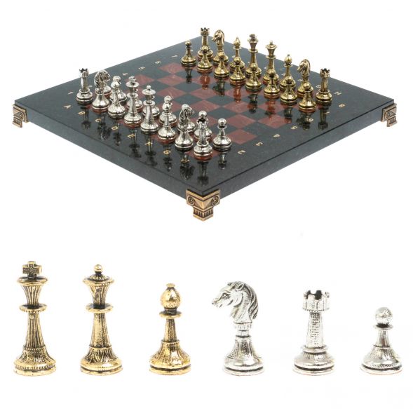 Шахматы с металлическими фигурами &amp;quot;Стаунтон&amp;quot; доска 28х28 см лемезит 127970