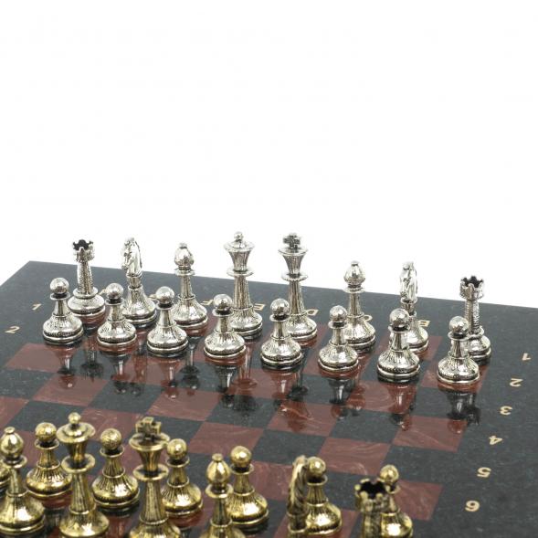 Шахматы с металлическими фигурами &amp;quot;Стаунтон&amp;quot; доска 28х28 см лемезит 127970
