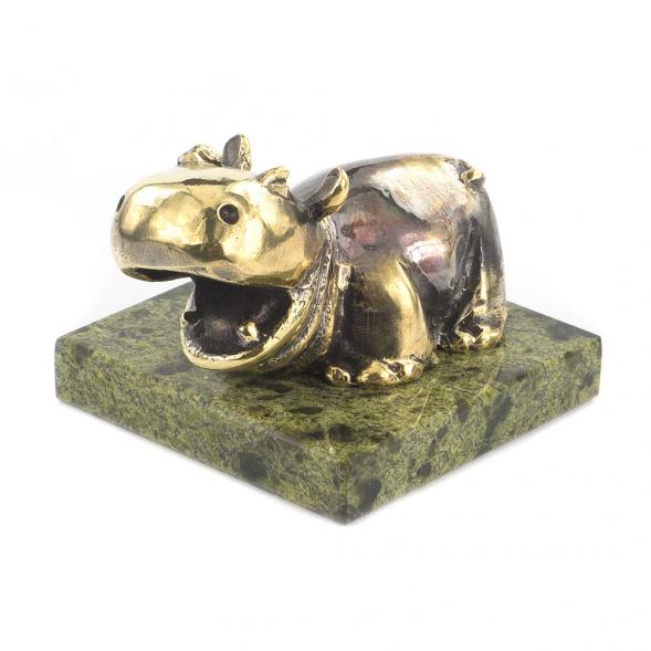 Статуэтка &amp;quot;Бегемот разиня&amp;quot; бронза змеевик 119708