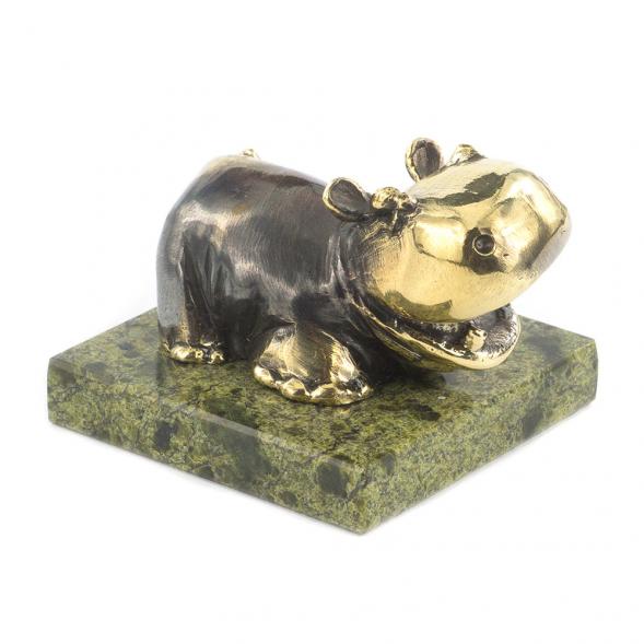 Статуэтка &amp;quot;Бегемот разиня&amp;quot; бронза змеевик 119708