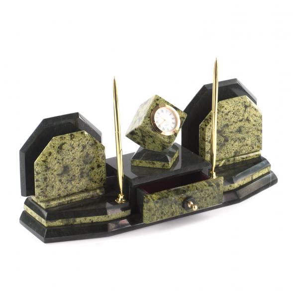 Письменный прибор &amp;quot;Куб&amp;quot; камень змеевик 121192