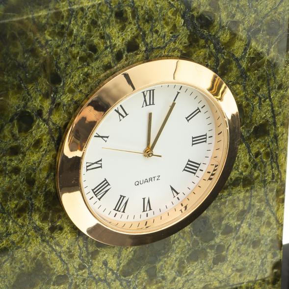 Письменный набор &amp;quot;Канцелярский&amp;quot; с часами камень змеевик 124050