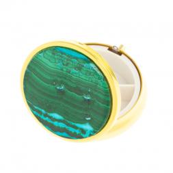 Таблетница на 3 отсека камень малахит с хризоколлой цвет золото