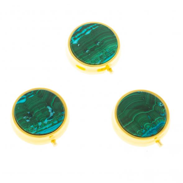 Таблетница на 3 отсека камень малахит с хризоколлой цвет золото 126714