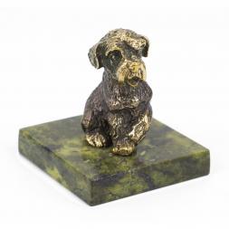 Статуэтка "Собачка средняя №3" из бронзы и змеевика