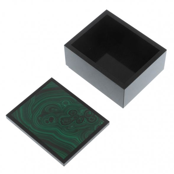 Шкатулка из малахита и долерита 10,5х8,5х6 см 128965