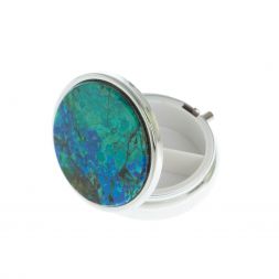 Таблетница на 3 отделения камень азурит цвет серебро