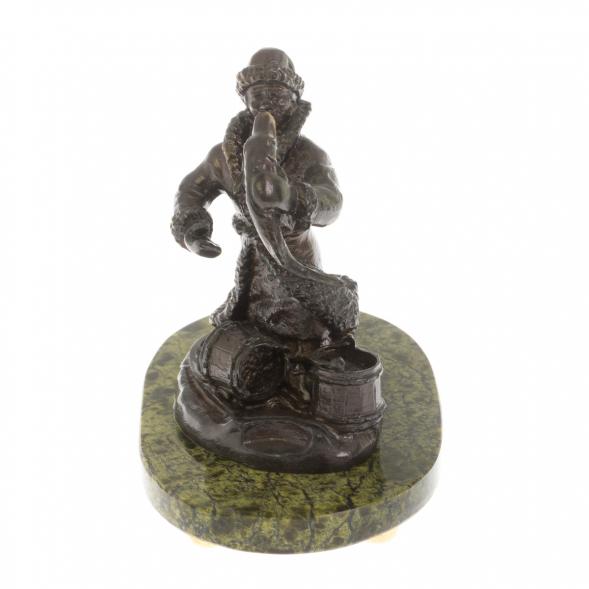 Бронзовая статуэтка &amp;quot;Емеля&amp;quot; на подставке из змеевика 129883