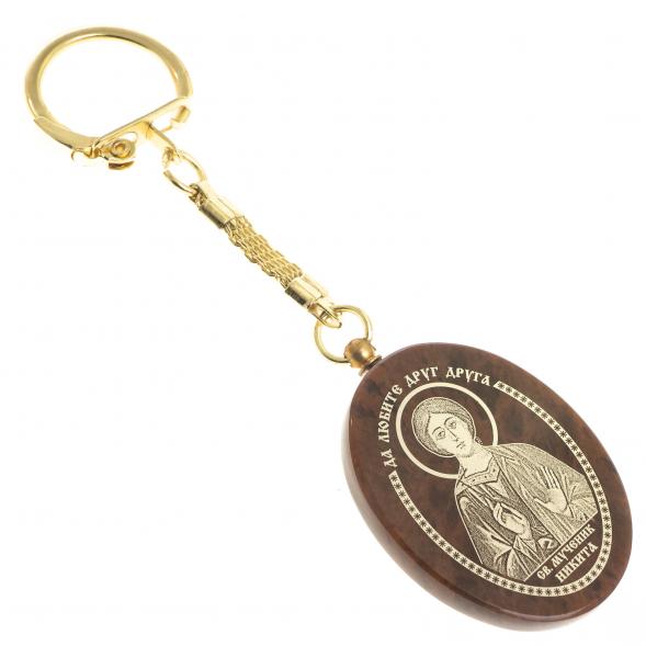 Брелок-оберег с молитвой &amp;quot;Святой Никита&amp;quot; камень обсидиан 123154