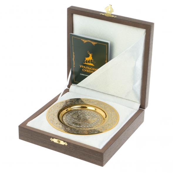 Тарелка с гравюрой &amp;quot;Герб России&amp;quot; 12 см Златоуст 123332