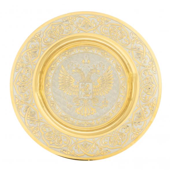 Тарелка с гравюрой &amp;quot;Герб России&amp;quot; 12 см Златоуст 123332