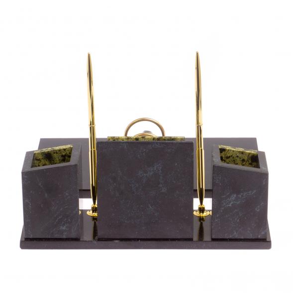 Письменный набор &amp;quot;Канцелярский&amp;quot; с гербом камень змеевик 124051