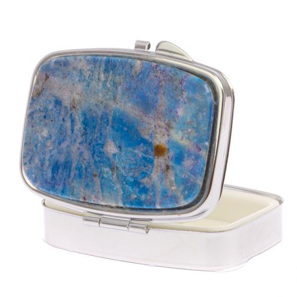 Таблетница на 2 отделения камень иркутский лазурит цвет серебро 125587