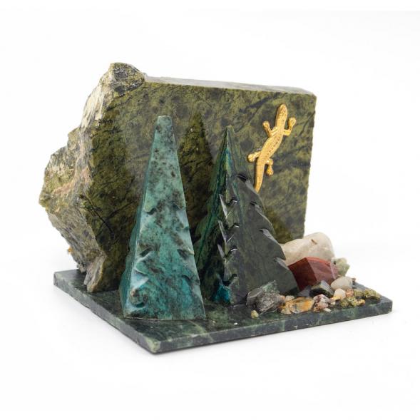 Сувенир &amp;quot;Скала с елками&amp;quot; змеевик 116708