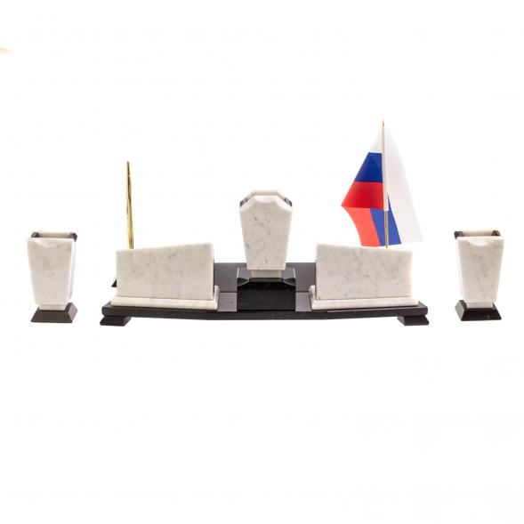 Настольный прибор с гербом РФ &amp;quot;Бюрократ&amp;quot; из мрамора 126648