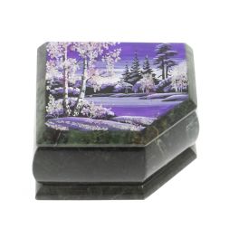 Шкатулка с расписной крышкой "Зима" 11х9х6,5 см