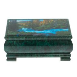 Шкатулка &amp;quot;Горная река&amp;quot; из змеевика 16х8х7,5 см