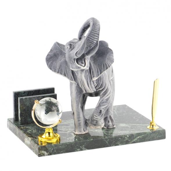 Подставка под ручку &amp;quot;Слон&amp;quot; из змеевика мрамолита 119888