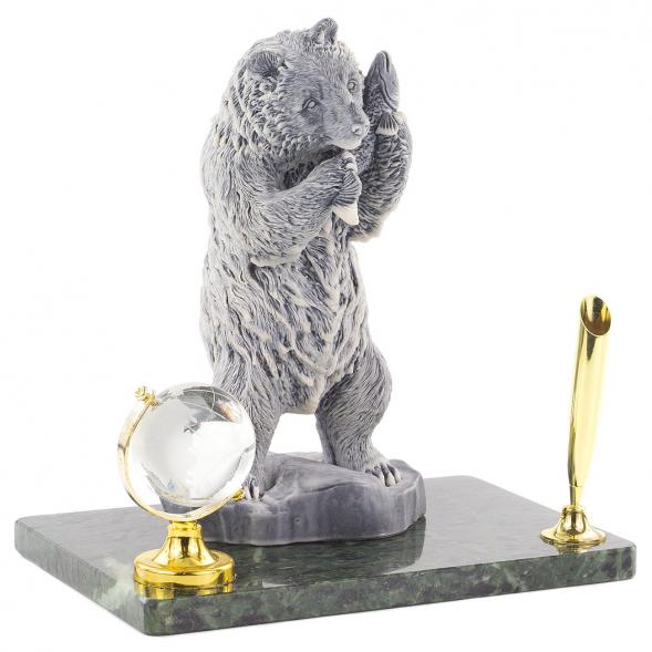 Подставка под ручку &amp;quot;Медведь&amp;quot; змеевик мрамолит 120622