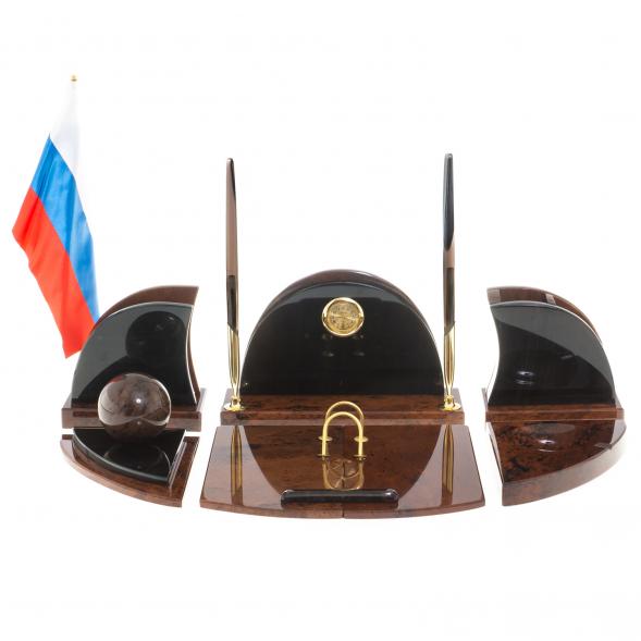 Письменный набор &amp;quot;Овальный&amp;quot; камень обсидиан 122375